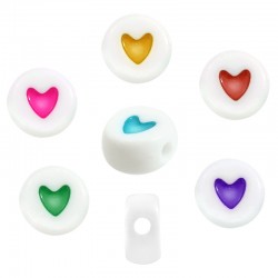 Acrylic Bead Round with Heart 7mm/4mm Ø1.6mm