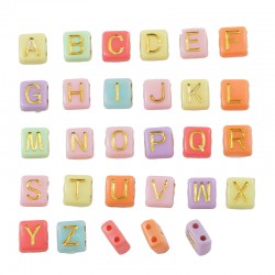 Acrylic Bead Rectangular Letters with 2 Holes 7x8mm Ø1.6mm