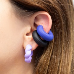 Ακρυλικό Σκουλαρίκι Rubber Effect Κρίκος & Γραμμές 29mm/10mm