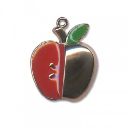 Colgante Acrílico Metalizado Esmaltado Manzana 36x44mm