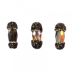 Pendentif Ovale en Cristal avec Capuchon en Strass 8 x 19 mm