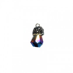 Pendentif Ovale en Cristal avec Capuchon en Strass 8 x 19 mm