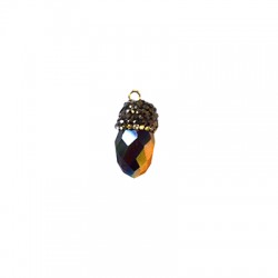 Pendentif Ovale en Cristal avec Capuchon en Strass 11 x 20 mm