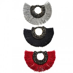 Pendentif Multi-Pompons avec Strass 70 x 47 mm