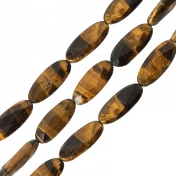 Μάτι Τίγρης Χάντρα Οβάλ Πολυεδρική 13x30mm Ø~1.5mm (13τμχ)