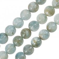 Perla Acquamarina Rotonda 12 mm Ø~1.2 mm (~35 Pezzi)