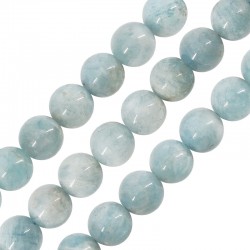 Perle D'Aigue-Marine Ronde 10-11 mm Ø~1 mm (~37 Pièces)