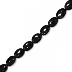 Agate Rayée Noire Ovale 13 x 18 mm (40 cm de Longueur - 11 Pièces)