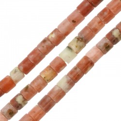 Tubo de Piedra Semipreciosa Rodonita 4x4mm (90uds) (Ø1mm)