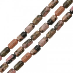 Tubo di Pietra Semipreziosa Rodonite 4x8mm (48pzi) (Ø1mm)