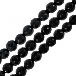Perle en Pierre Précieuse Onyx Ronde Facettée 6 mm Ø1 mm (~60 Pièces)