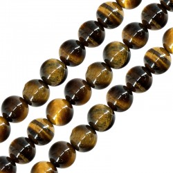 Perle Ronde en œil de Tigre 8 mm Ø1.3 mm (~48 Pièces)