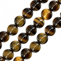 Perle Ronde en œil de Tigre 10 mm Ø0.5 mm (~38 Pièces)