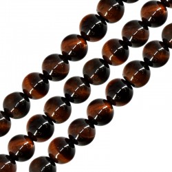Perla Occhio di Tigre Rosso Rotonda 8 mm Ø1.3 mm (~48 Pezzi)