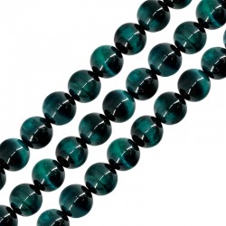 Perle Ronde en Œil-De-Tigre bleu 6 mm Ø1.2 mm (~62 Pièces)