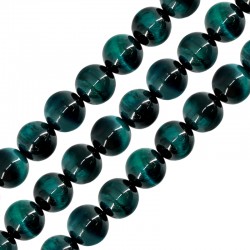 Perla Rotonda Occhio di Tigre blu 8 mm Ø1.3 mm (~48 Pezzi)