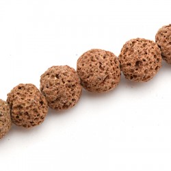 Perle de lave Ronde Marron café (~12 mm (~42 Pièces) (~40 cm)