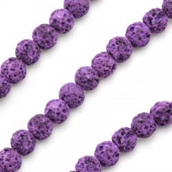 Perle en Lave colorée ~6mm (~63pcs/fil)