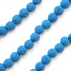 Cuenta de Lava Redonda Azul Marino (~6 mm, ~63 Unidades)