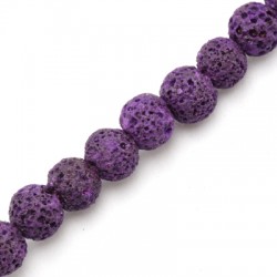 Perle en Lave colorée  ~8mm (~48pcs/fil)