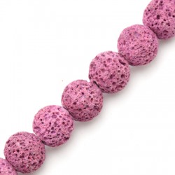 Lava Bead Round Fuchsia (~10mm (~44pcs)