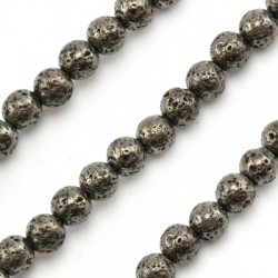 Perle de lave Ronde Noire 6 mm (~60 Pièces)