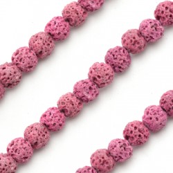 Perle de lave Ronde Fuchsia (~6 mm (~65 Pièces)