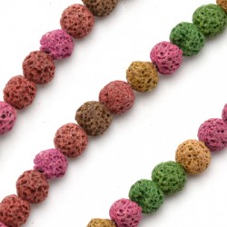 Perle de lave Ronde Multicolore (~6 mm (~65 Pièces)