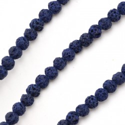 Perle de lave Ronde bleu Foncé (~4 mm (~46 Pièces)
