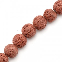 Perles de lave Rondes Marron 10 mm Ø~1 mm (~40 Pièces)