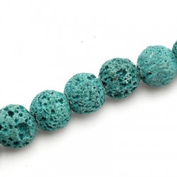 Perle de lave Ronde vert Foncé 10 mm Ø~1 mm (~40 Pièces)