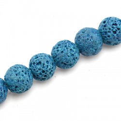 Λάβα Χάντρα Στρογγυλή Πετρόλ 10mm Ø~1mm (~40τμχ)