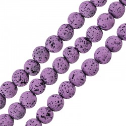 Perle de lave Ronde Violet Clair (~6 mm Ø~0.5 mm (~62 Pièces)
