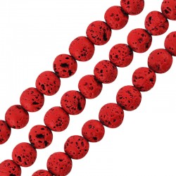Perle de lave Ronde Rouge (~6 mm Ø~0.5 mm (~62 Pièces)