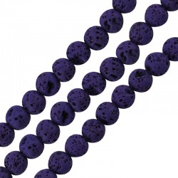 Perle de lave Ronde Violette (~6 mm Ø~0.5 mm (~62 Pièces)
