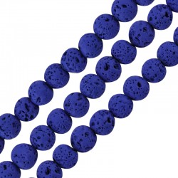 Perle de lave Ronde Bleue (~6 mm Ø~0.5 mm (~62 Pièces)