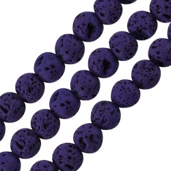 Perle de lave Ronde Violette (~8 mm Ø~0.6 mm (~46 Pièces)