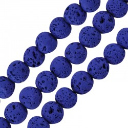 Perle de lave Ronde Bleue (~8 mm Ø~0.6 mm (~46 Pièces)