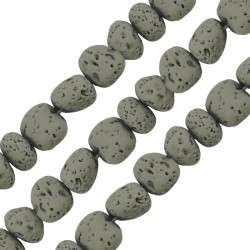 Λάβα Χάντρα Ακανόνιστη Γκρι Ανοιχτό 5x8mm Ø~0.8mm (~49τμχ)
