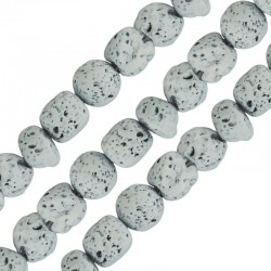 Perle Irrégulière en lave Blanche 5 x 8 mm Ø ~ 0.8 mm (~ 49 Pièces)