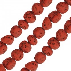 Perle Irrégulière en lave Orange 5 x 8 mm Ø ~ 0.8 mm (~ 49 Pièces)