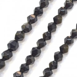 Bola Semiprecios de Obsidiana Negra Corte de Diamante 8mm (48pcs/tira)