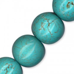 Perle Craquelée en Howlite Turquoise 25 mm (40 cm de Longueur. 15 Pièces)