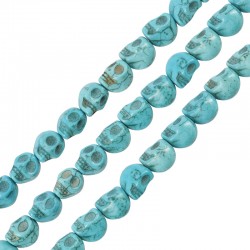 Howlite 3D Skull Turquoise 9.5x12mm (34pcs) (40cm)