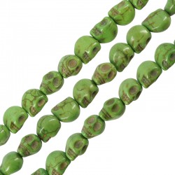 Crâne 3D en Howlite vert 9.5 x 12 mm (34 Pièces) (40 cm)