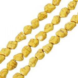 Howlite Irregular Bead Round Yellow 12mm