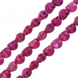 Calavera 3D de Howlita Fucsia 9,5 x 12 mm (34 Unidades) (40 cm)