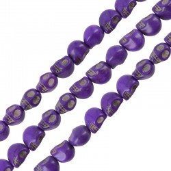 Crâne 3D en Howlite Violet 9.5 x 12 mm (34 Pièces) (40 cm)