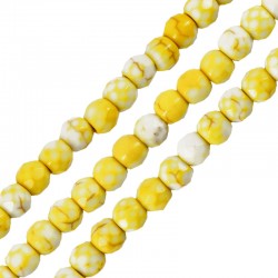 Howlite Bead Round Yellow Faceted 4mm Ø1.2mm (~102pcs)