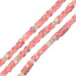 Perline Quadrate in Howlite Rosa 3 Mm/2 mm Ø 0.9 mm (~235 Pezzi)